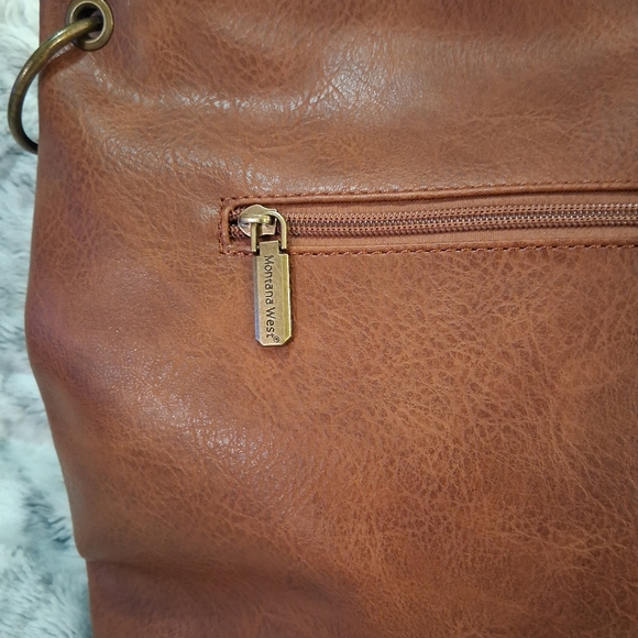 Montana West Brown Messenger Bag Leather Compact - Picture 4 of 9